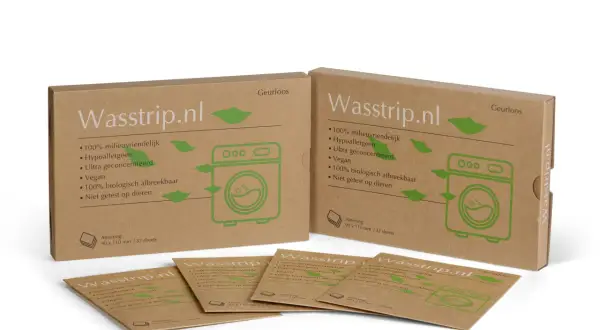 Wasstrips: milieuvriendelijk, hypoallergeen, vegan en 100% biologisch afbreekbaar wasmiddel. Ideaal voor een schone was en een schone planeet.