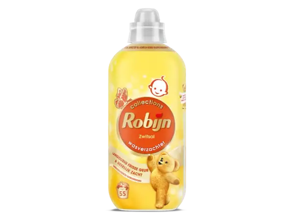 Fles Robijn Zwitsal wasverzachter met langdurig frisse geur en zachtheid. Welke wasverzachter ruikt het langst? Deze!